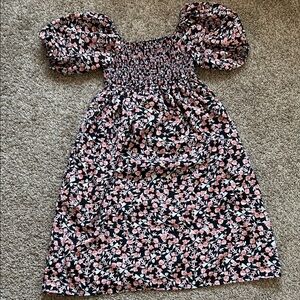 Mikarose Black Midi Dress with Pink Floral Print